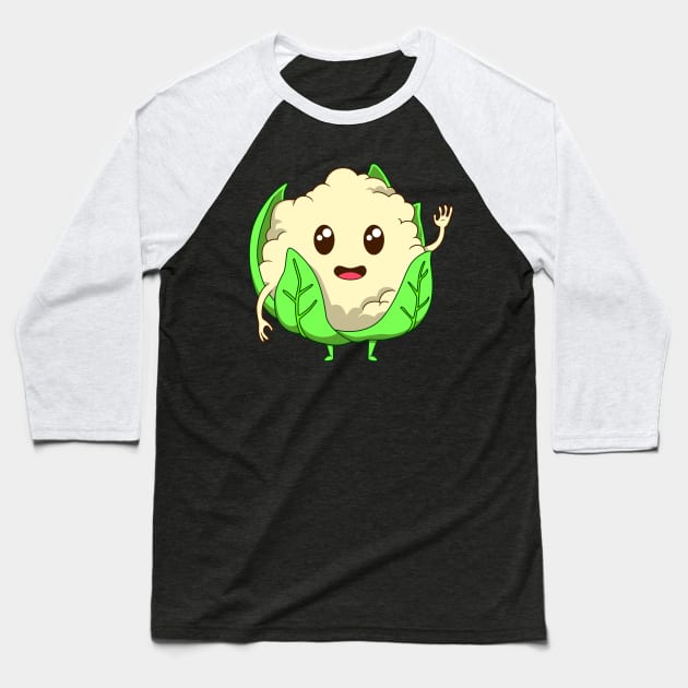 Cartoon cauliflower Baseball T-Shirt by Modern Medieval Design